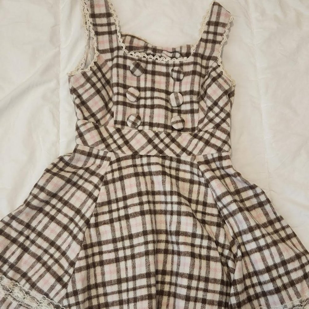 White Flowy Trimmed Gingham Bow Kukki Dress